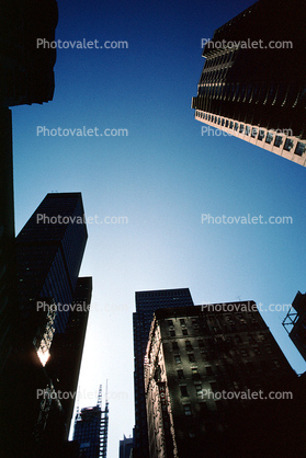 looking-up, buildings, Midtown Manhattan, 29 November 1989