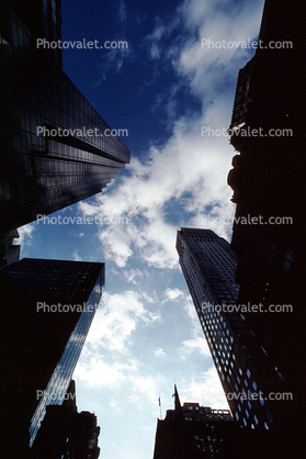 looking-up, buildings, Midtown Manhattan, 30 November 1989