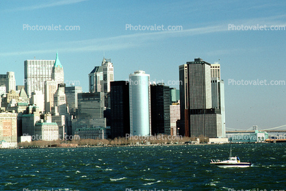 Windy Day, Battery Park, Cityscape, Skyline, Buildings, Skyscraper, Downtown Manhattan, 3 December 1989