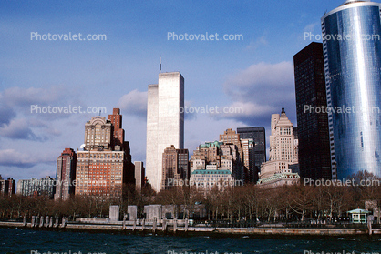 WTC, Battery Park, autumn, winter, docks, Cityscape, Skyline, Buildings, Skyscraper, Downtown Manhattan, Outdoors, Outside, Exterior, 3 December 1989