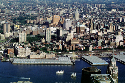 buildings, urban texture, East River, Brooklyn, docks, cityscape, East-River