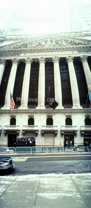 NYSE, New York Stock Exchange, Panorama, snow, winter, wintertime, building, Manhattan
