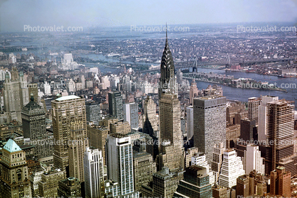 Cityscape, buildings, skyline, Roosevelt Island, East River, East-River, 1960, 1960s