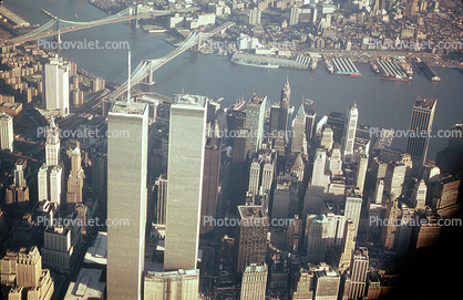 East River, World Trade Center, New York City, November 1978, 1970s, East-River
