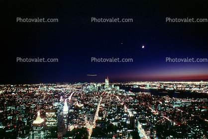 Skyscrapers, Buildings, skyline, cityscape, evening, nighttime, night, Manhattan