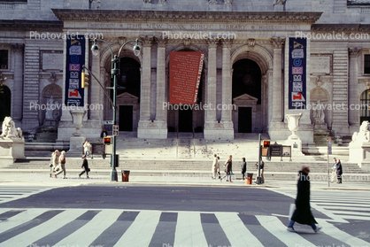 New York City Main Library, crosswalk, Manhattan