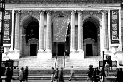 New York City Main Library, steps, statue, Manhattan