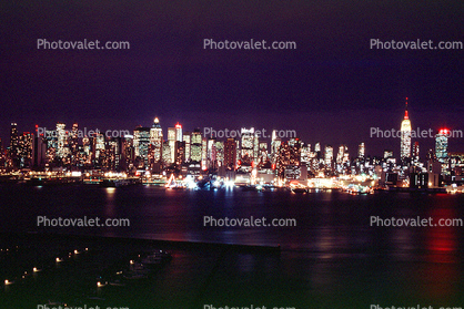 Cityscape, Skyline, Skyscrapers, night, nighttime, Manhattan