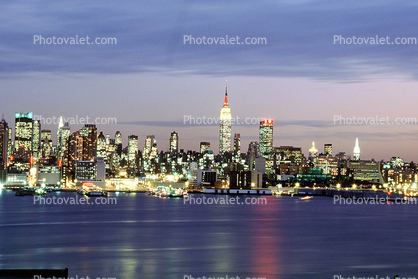 Cityscape, Skyline, Skyscrapers, night, nighttime, Manhattan