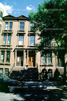 steps, door, windows, entrance, Brownstone, homes, houses, residential buildings, Manhattan