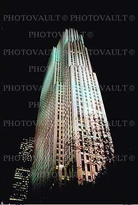 Rockefeller Center Building at night, Nighttime, 27 October 1997