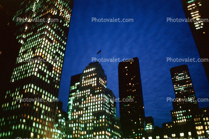 Skyline, cityscape, buildings, skyscraper, building, Night, Nightime, Exterior, Outdoors, Outside, Nighttime, Manhattan, 27 October 1997