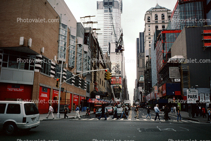 Buildings, skyscraper, Cityscape, Skyline, autumn, crosswalk, Manhattan, 28 October 1997
