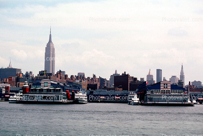 Docks, Hudson River, Empire State Building, NYC