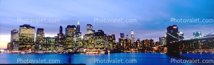 Brooklyn Bridge, Manhattan Skyline, Panorama, Twilight, Dusk, Dawn