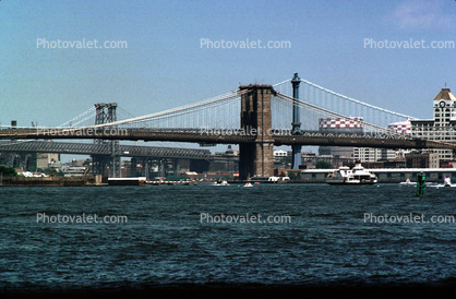 The-Three-Bridges, East River, Cityscape, East-River, July 1989, 1980s