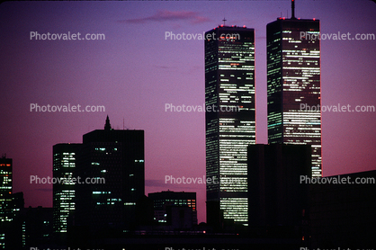 World Trade Center, New York City, Twilight, Dusk, Dawn, July 1984, 1980s