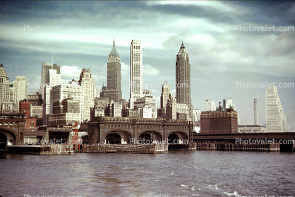 Docks, Piers, Ferry landing, Downtown Manhattan, March 1953, 1950s