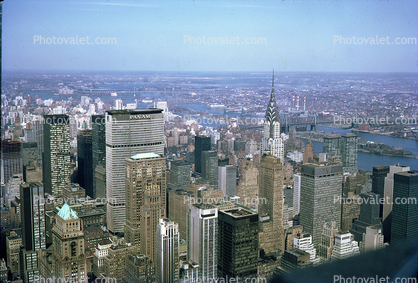 PanAm Building, East River, Roosevelt Island, skyline, skyscrapers, 1960s