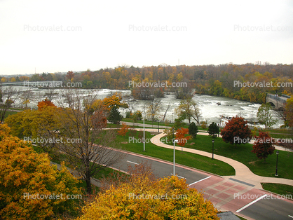 Park, River, Trees, Path, Street, autumn, City of Niagara Falls
