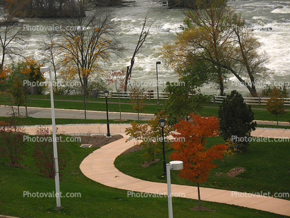 River, Rapids, Walkway, Park, Trees, City of Niagara Falls