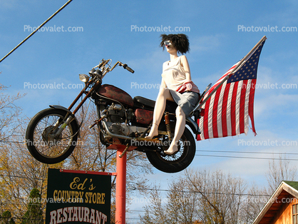 Floating in the Sky, with Motorcycle, Ed's Country Store, Highway 18