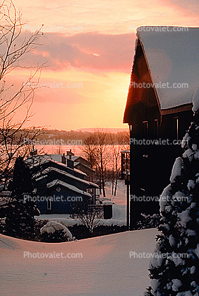 sunset, ice, snow, Cold, Winter, Syracuse