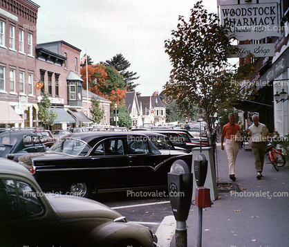 Woodstock, Pharmacy, cars, automobiles, vehicles, 1950s