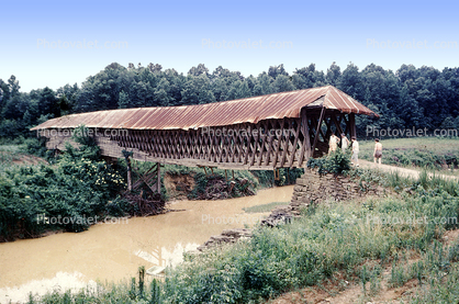 Covered Bridge, River, Stream