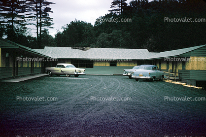 Motel, building, cars, automobiles, vehicles, 1950s