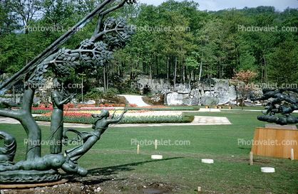 gardens, lawn, trees, sculpture, Sterling Forest State Park