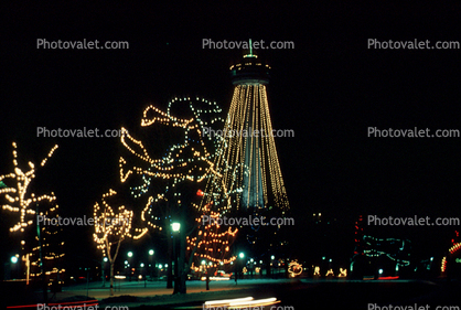 Skylon Tower, Lights, Night, Nighttime, Cold, Ice, Snow, Winter, City of Niagara Falls