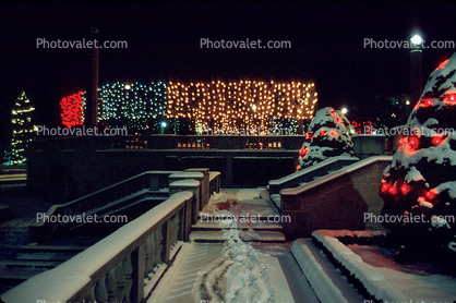 Steps, Walkway, Lights, Night, Nighttime, Cold, Ice, Snow, Winter, City of Niagara Falls