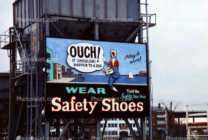 Wear Safety Shoes, cartoon billboard