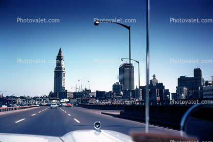 Cars, skyline, buildings, tower, May 1965, 1960s