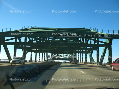 Piscataqua River Bridge, Interstate Highway I-95, Steel through arch bridge, Kittery Maine, Portsmouth New Hampshire, cars, roadway, road