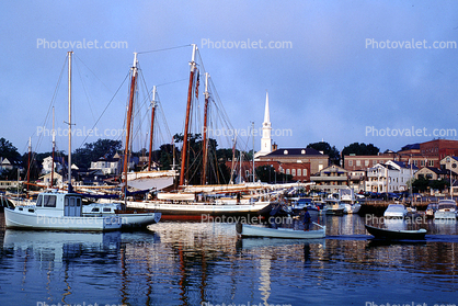 Docks, Church, STeeple, Camden, Harbor