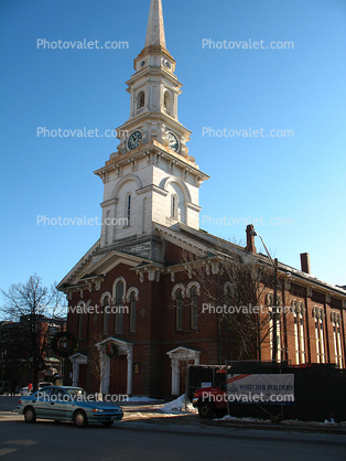 Colonial, outdoor clock, outside, exterior, building