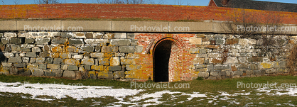 Brick Wall, Castle William and Mary, New Castle, Portsmouth, New Hampshire, Panorama