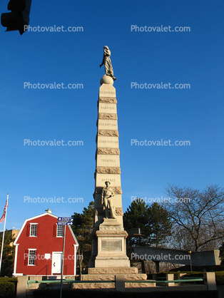 Soldiers' and Sailors' Monument, Kearsarge, Hartford, Chesapeake, Constitution, Trumbull, Defence, Monument, Obelisk, Statue, Statuary, Sculpture, New London, Connecticut, landmark