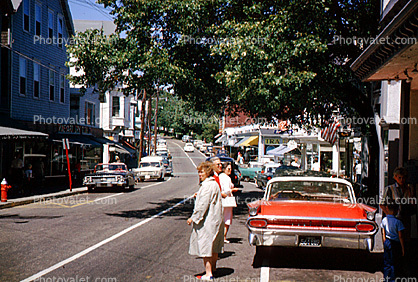 Buick car, automobile, sedan, Main Street, Martha's Vineyard, August 22 1963, 1960s