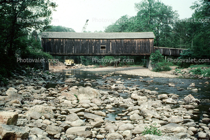 River, stones, rocks, Comstock covered Bridge, Middlesex County, Connecticut