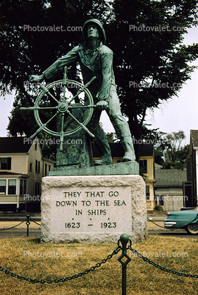 Gloucester Fisherman's Memorial, Bronze Statue, Monument Massachusetts, July 1957