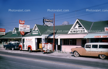 Johns Pass Kingfish, Seafood, Cars, Treasure Island, St Petersberg Florida, September 1963