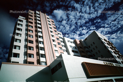 Crown Hotel, Art-deco building, alto cumulus clouds, 21 January 1995