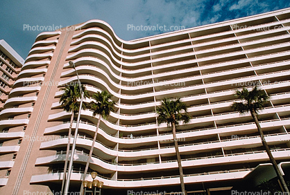 Art-deco building, palm trees, Balconies, Balcony, 21 January 1995