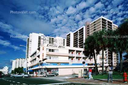 Hotel, highrise, Art-deco building, alto cumulus clouds, 21 January 1995