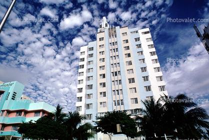 Hotel, Building, art-deco, alto cumulus clouds, 21 January 1995
