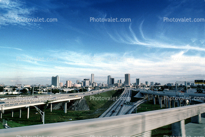 Miami Cityscape, Skyline, Downtown, highway, onramp, 21 January 1995