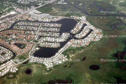 suburban texture, houses, housing, tract, Buildings, lake, docks, Patterns